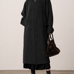 Abrigo de cuello alto de lana de una sola cara