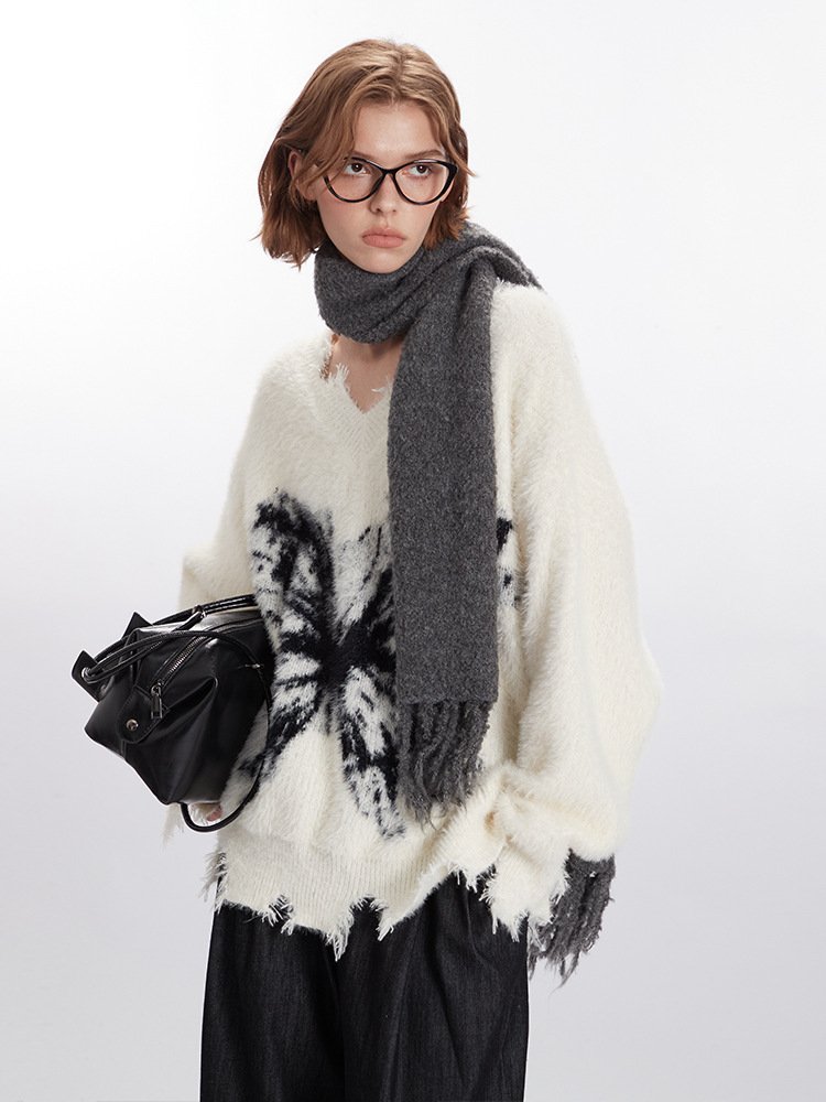 Suéter desgastado estilo retro perezoso